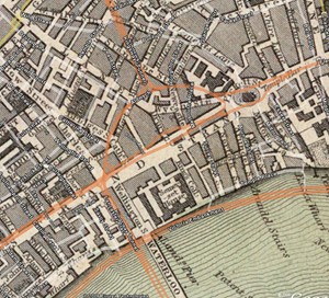 Google Earth image for the area around Aldwych, London